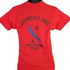 Otisco Lake Rod & Gun Club T Shirt Vintage 80s Fishing Contest New York